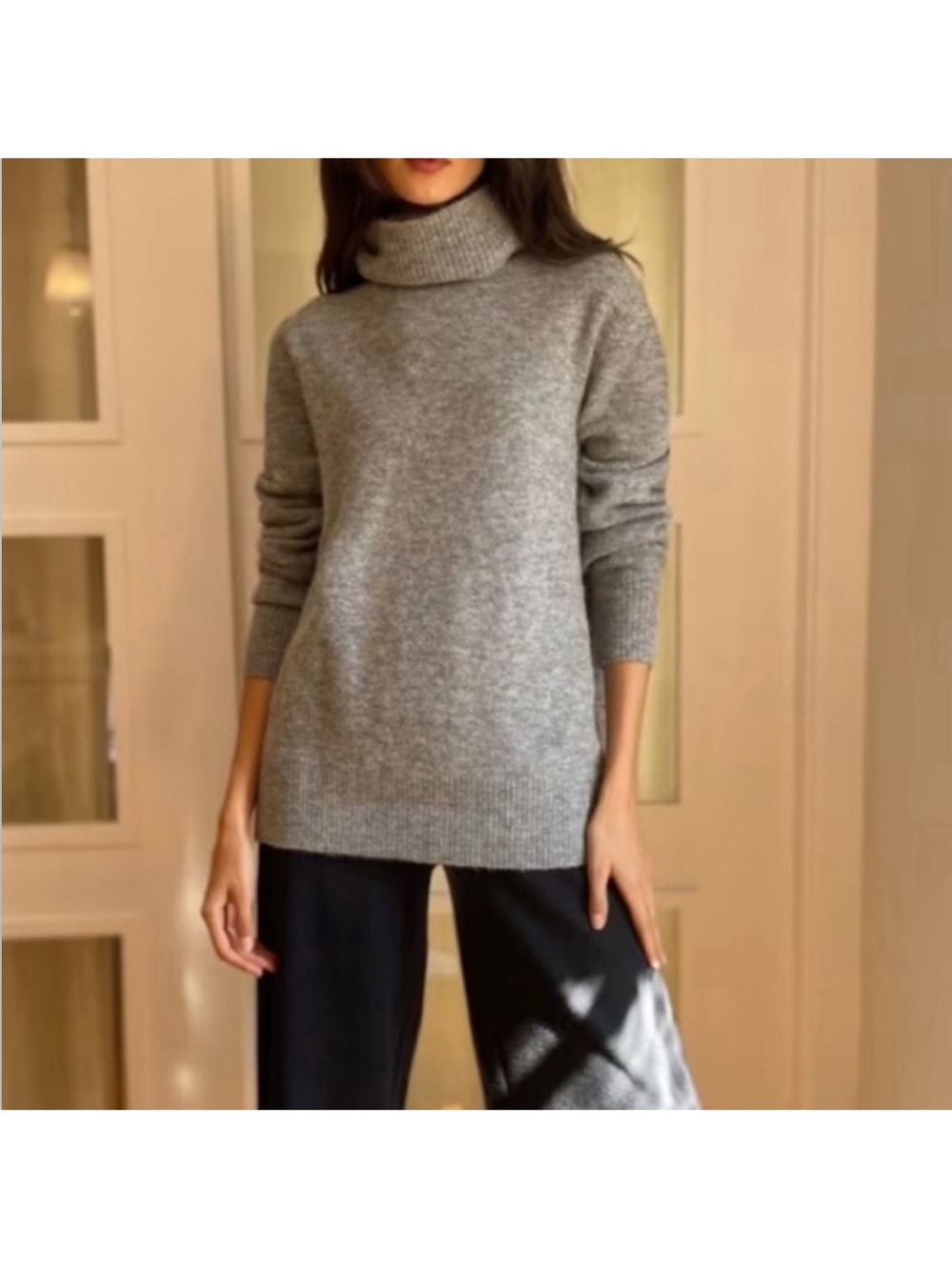 The Group by Babaton Plutarch Turtleneck Sweater Size XS Grey Wool